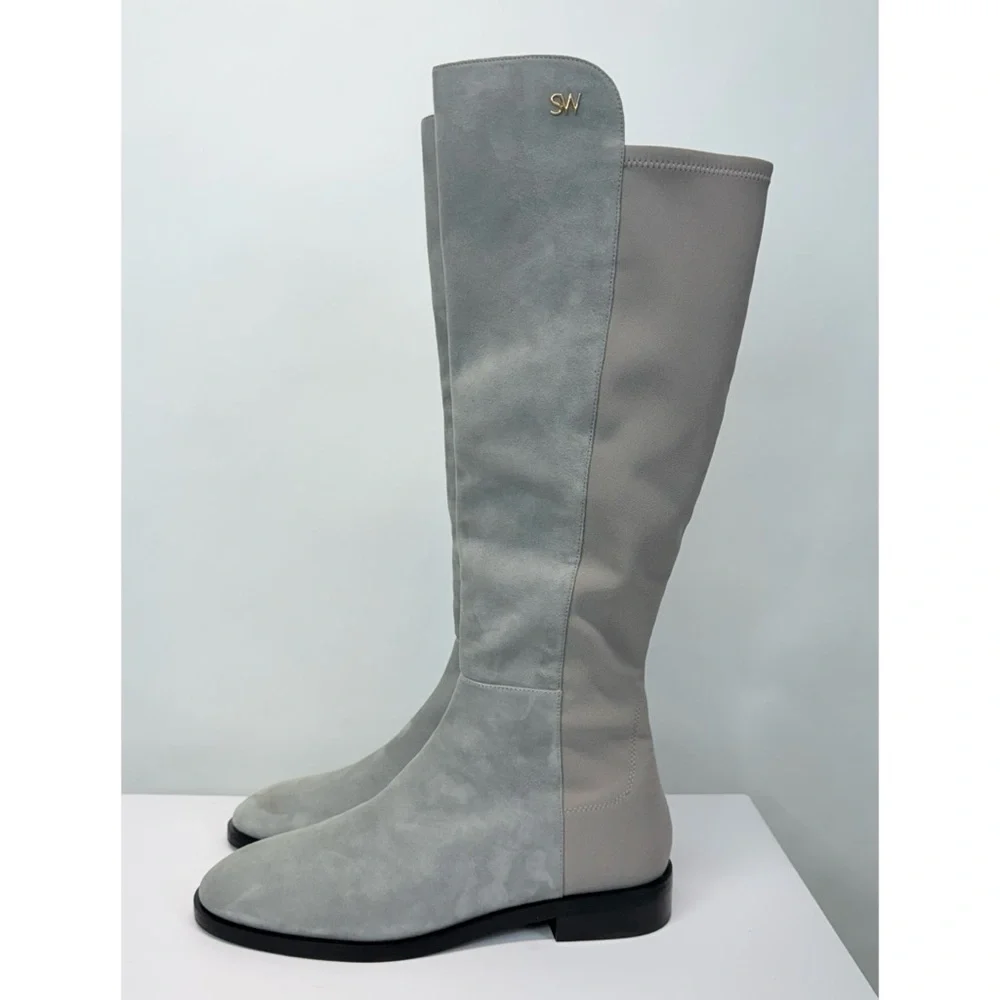 New Stuart Weitzman Keelan City Suede Knee High Boot In Grey Sz 10.5